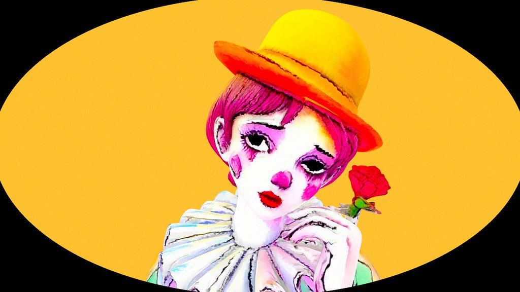 Harlequin With Rose
