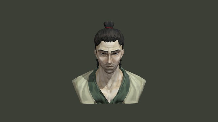 Japanese Guy head Bust 3D Model