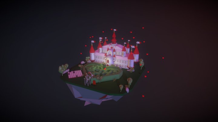 Red heart castle 3D Model