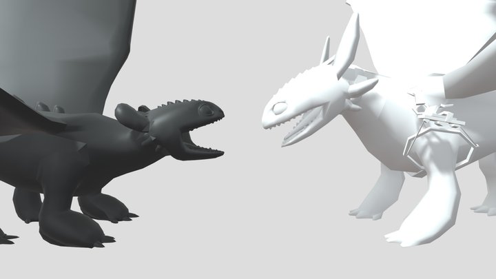 Toothless plays with Ruffrunner 3D Model