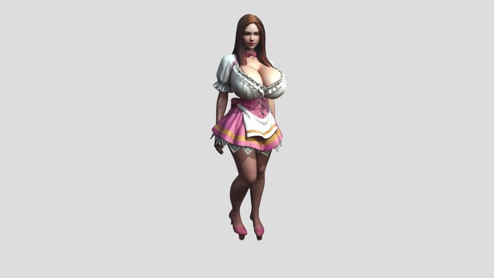 Crimson Tresses Pink Maid 3D Model