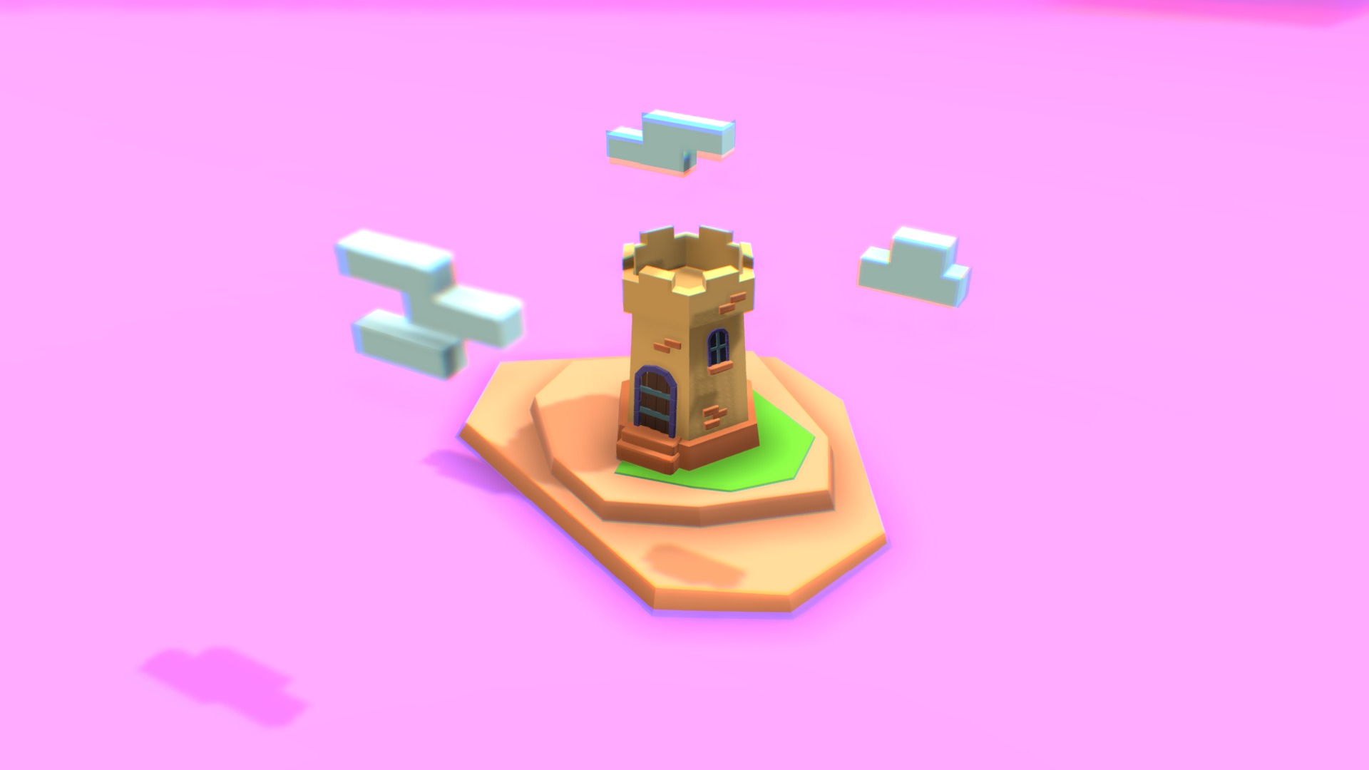 3D model Low poly Castle Tower - This is a 3D model of the Low poly Castle Tower. The 3D model is about a toy figure with a blue background.