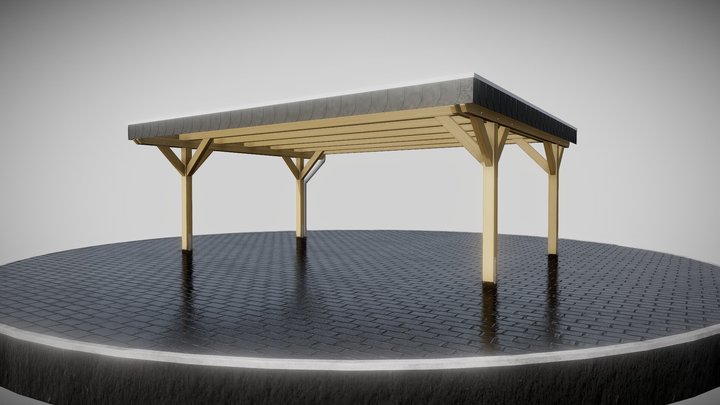 Komfort-Carport 6m Schindelblende 3D Model