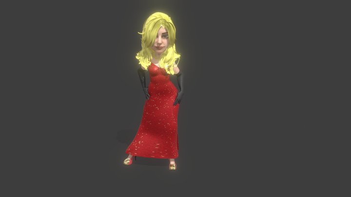 Jess - Woman with Red Evening Dress Character 3D Model
