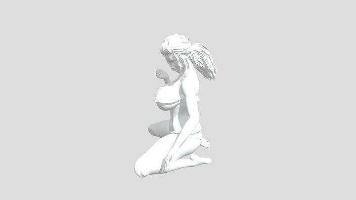 Girl Sitting On Her Knees 3D Print Model 3D Model