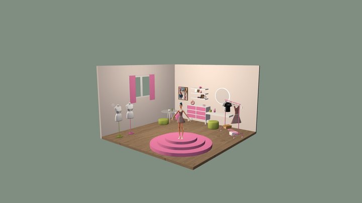 Isometric stylist room 3D Model