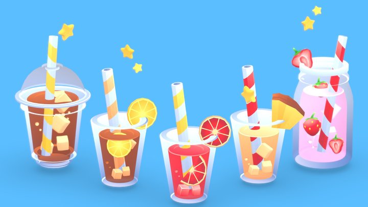 Stylized Food and Drinks, Softdrinks 3D Model
