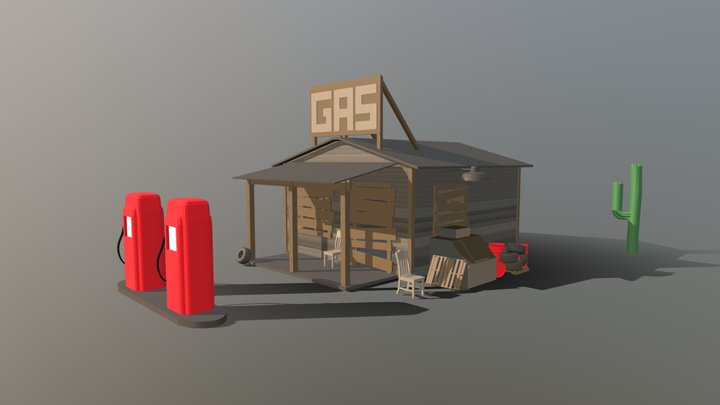 Abandoned gas station 3D Model