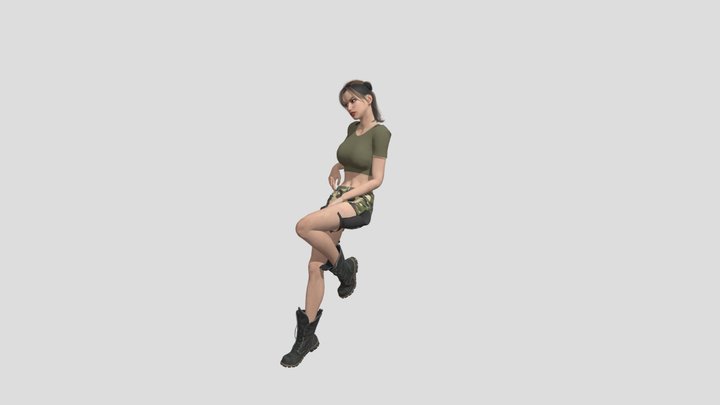 Lara Croft sitting 3D Model