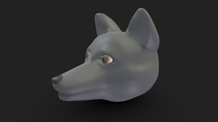 Lowpoly Wolf Head 3D Model