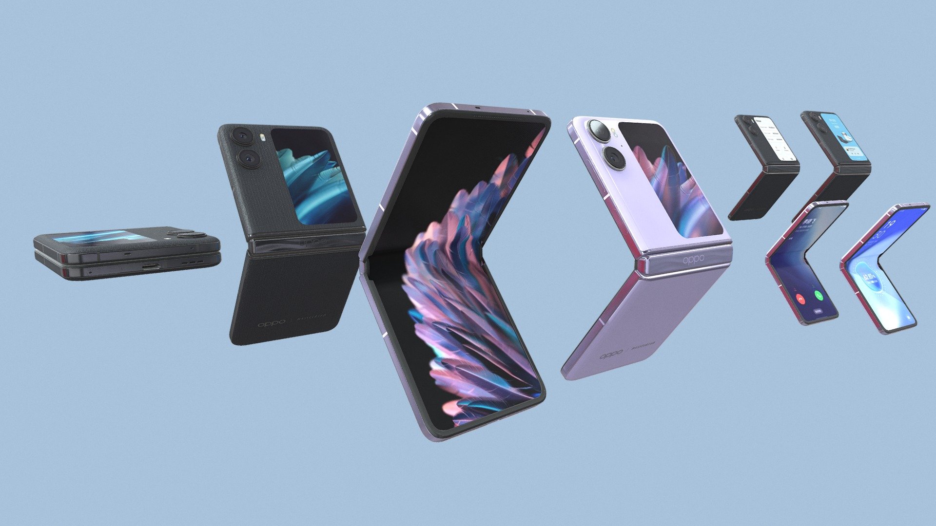 Samsung Galaxy Z Flip 3 in Official Colors Low-poly 3D Model