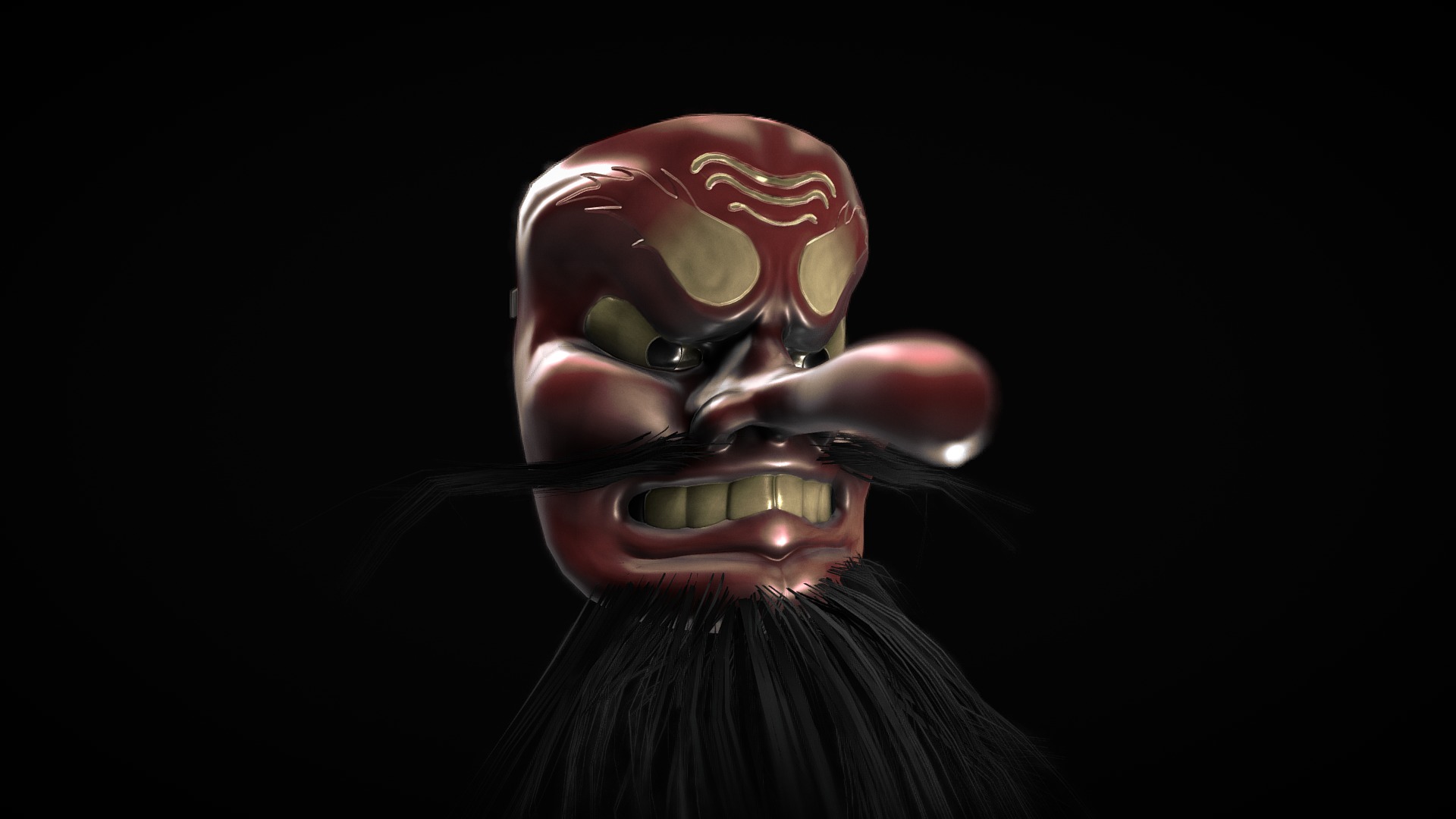 3D model MASCARA TENGU LOW POLI - This is a 3D model of the MASCARA TENGU LOW POLI. The 3D model is about a hand holding a knife.