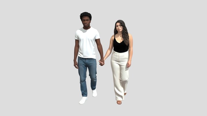 Couple Walking Hand in Hand – Kostenloses 3D-Modell STL