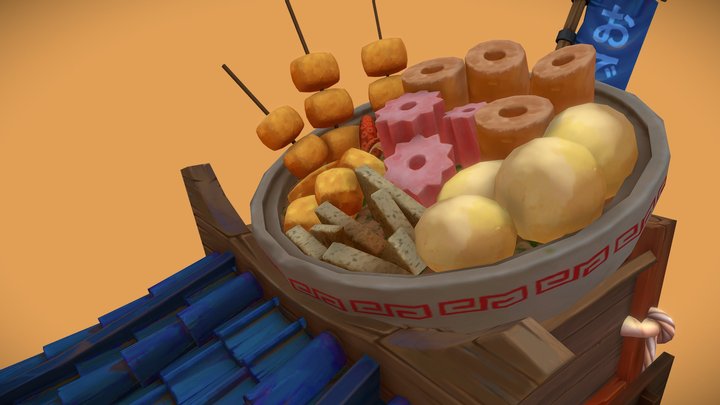 Hand-painted Japanese oden foodtruck 3D Model