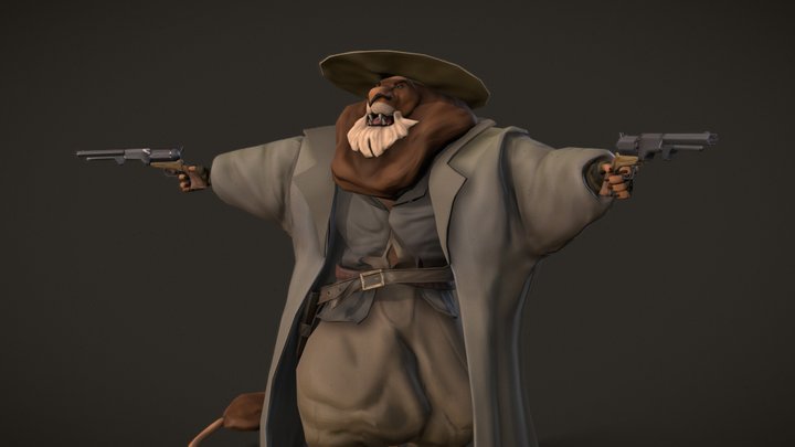 Stylized Creation: Cowboy Lion 3D Model