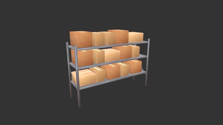 Shelf & Boxes ( game model ) 3D Model
