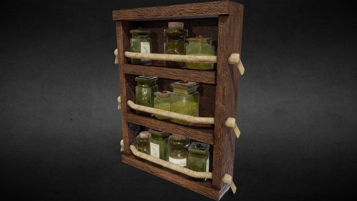 [SET] Shelf with bottles 3D Model
