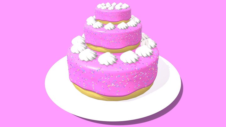 Birthday Cake With Donuts And Ice Cream Cone 3D Model