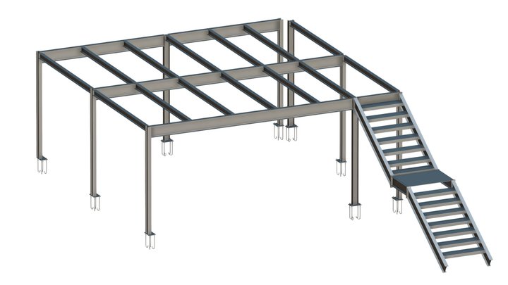 Mezanino Metálico para Shopping 3D Model