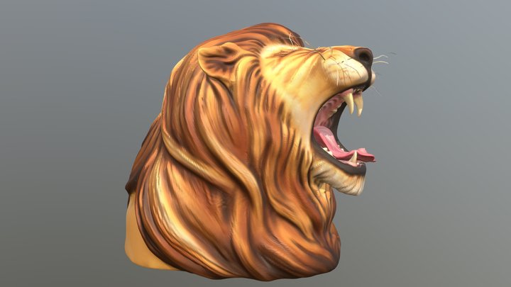 Lion Bust 3D Model
