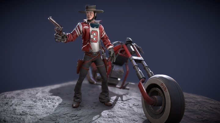Gunslinger-biker 3D Model