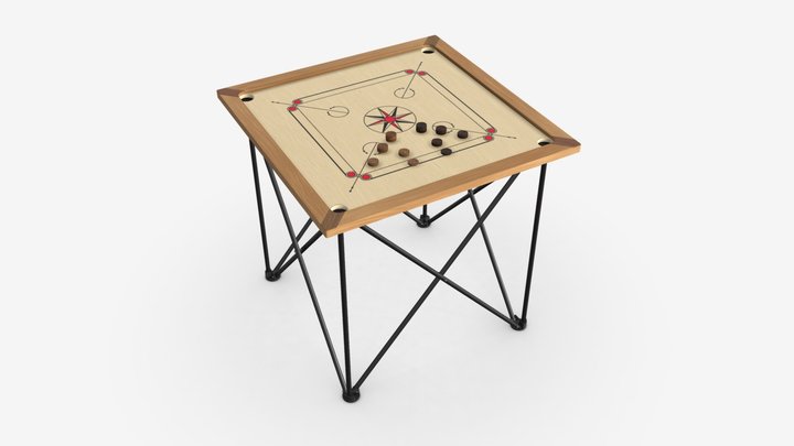Carrom Board Table Game 3D Model