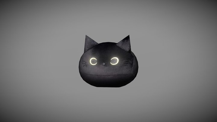Black Cat Head Plush 3D Model