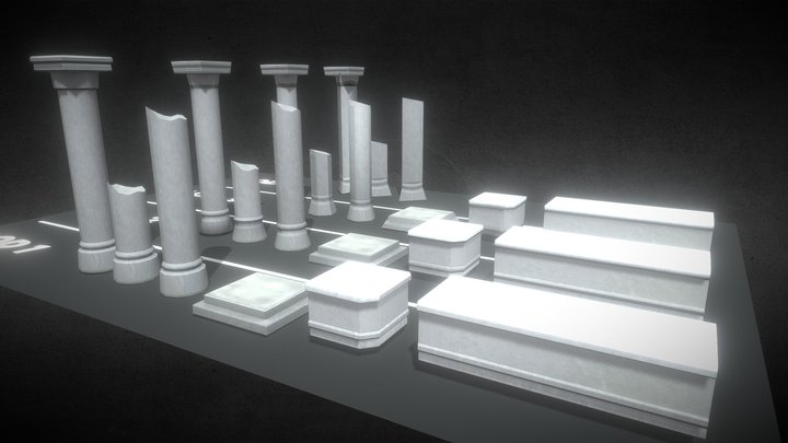 Greek, Egyptian and Fantasy Column Pack 4LODs 3D Model