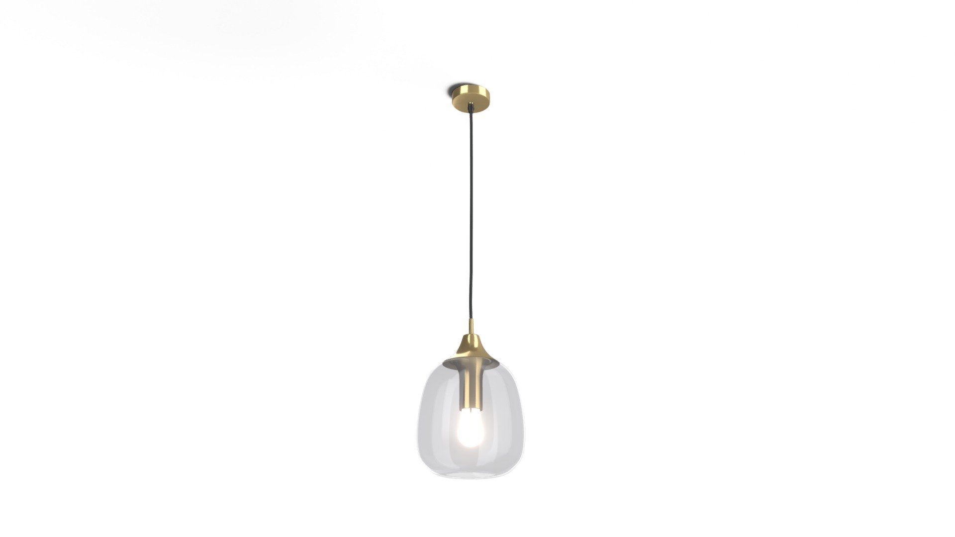 Temple Pendant Light And 002 Plumen Bulb, Brass