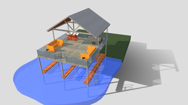 2007 Manana Boat dock left-Rev E long roof 3D Model