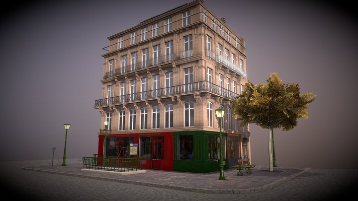 Immeuble parisien et métro 3D Model