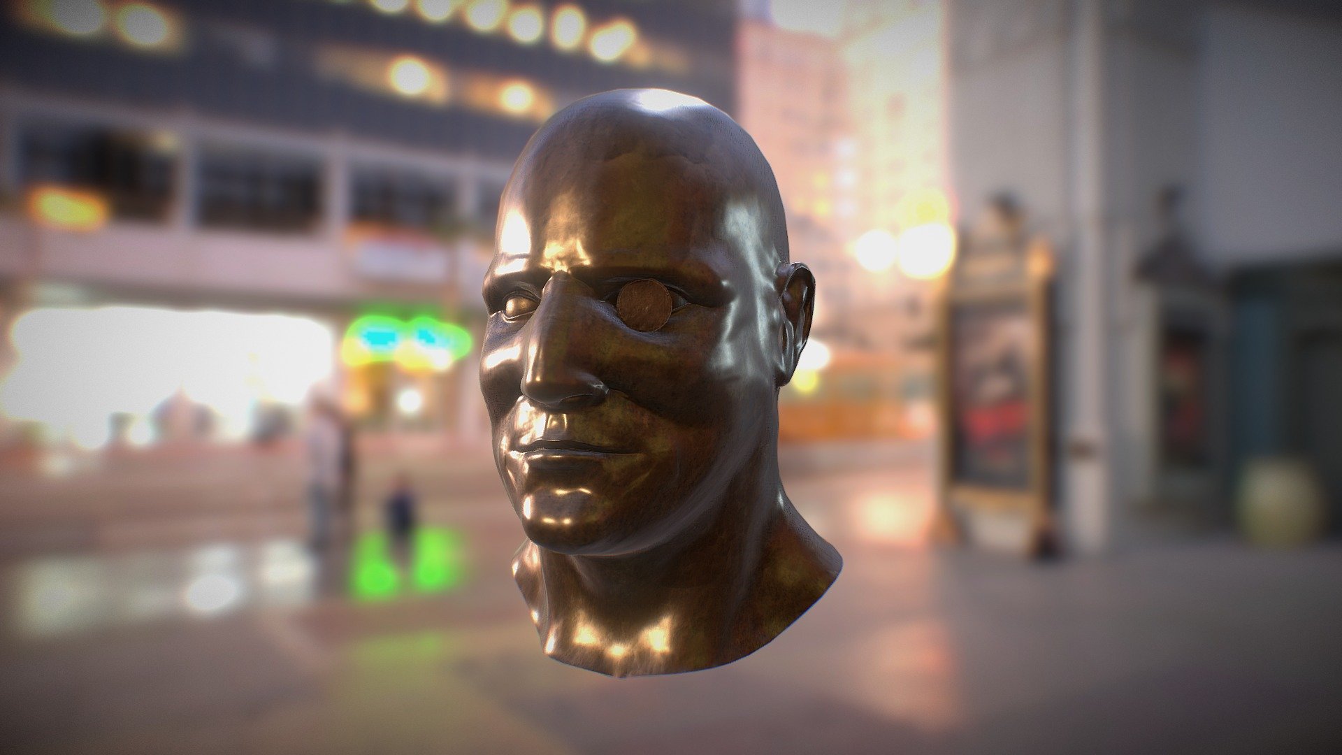 Metallic face bust