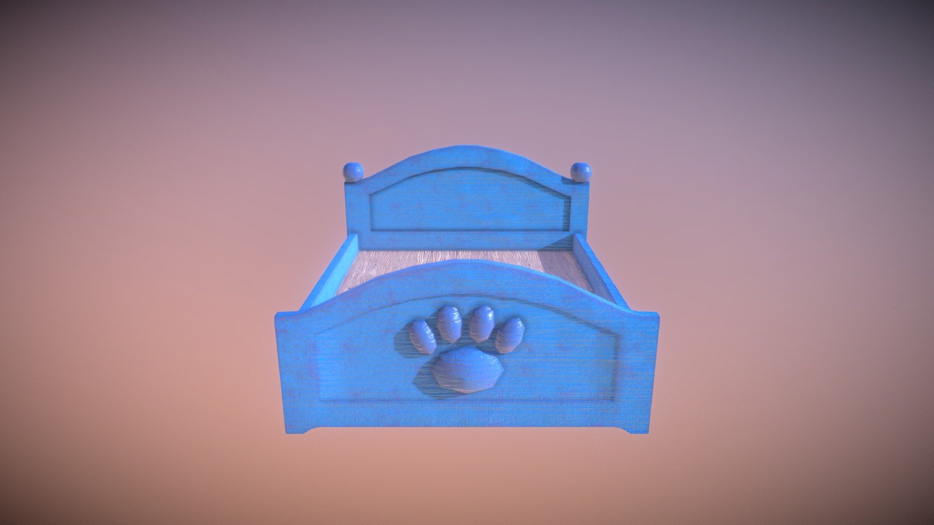 Blue Paw Double Bed Low Poly