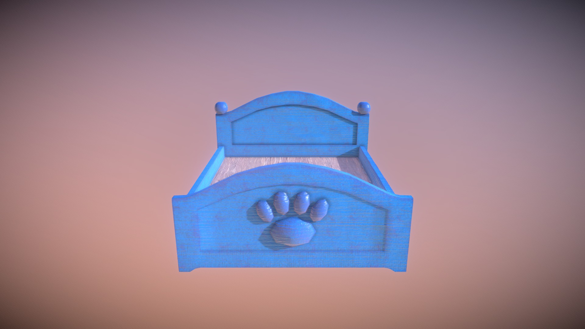 3D model Blue Paw Double Bed Low Poly - This is a 3D model of the Blue Paw Double Bed Low Poly. The 3D model is about a blue and white object.
