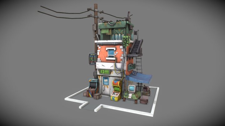 Retro Building 3D 3D Model
