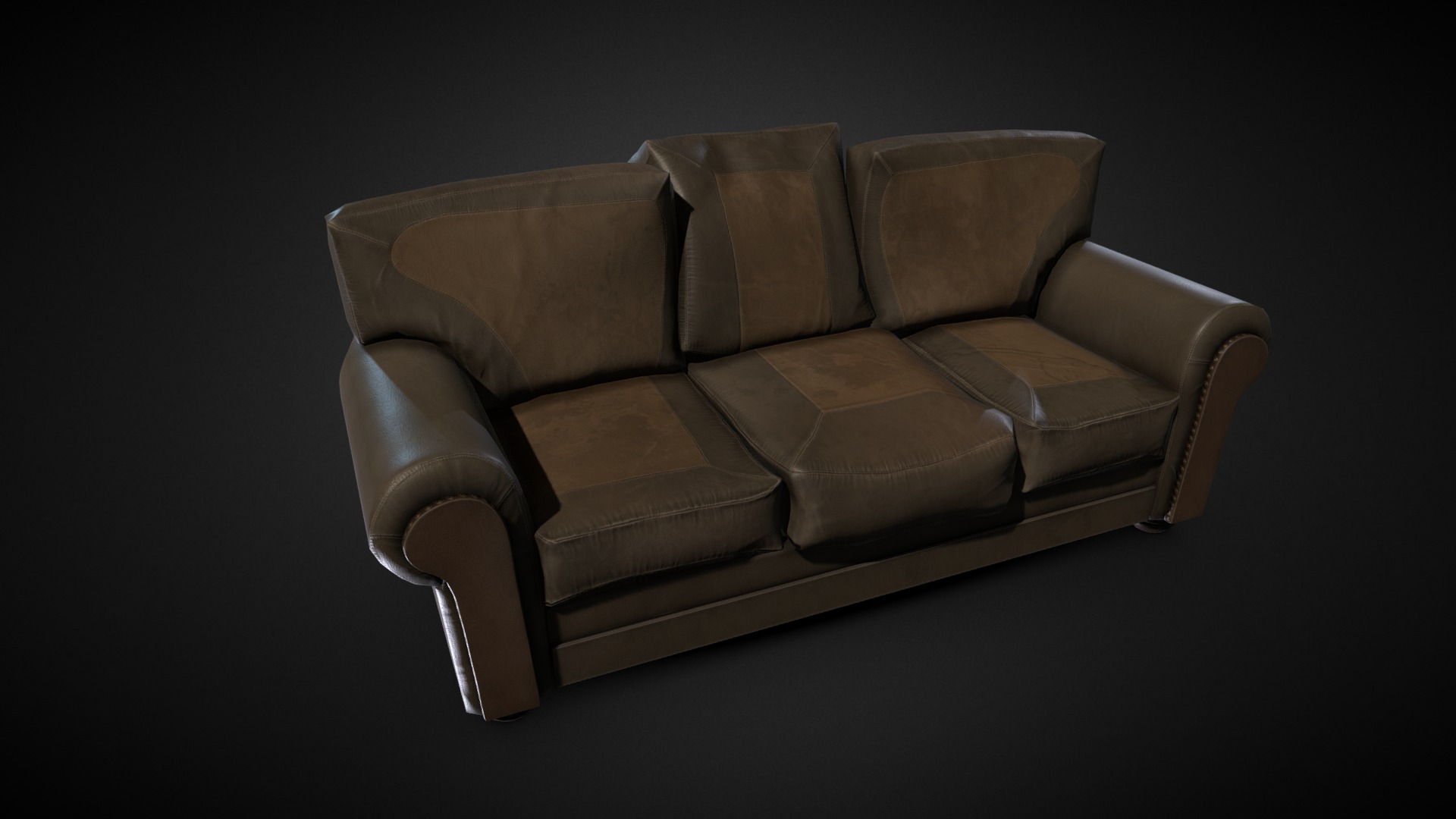 3D model Old Couch – Horror Living Room - This is a 3D model of the Old Couch - Horror Living Room. The 3D model is about a couch with a cushion.