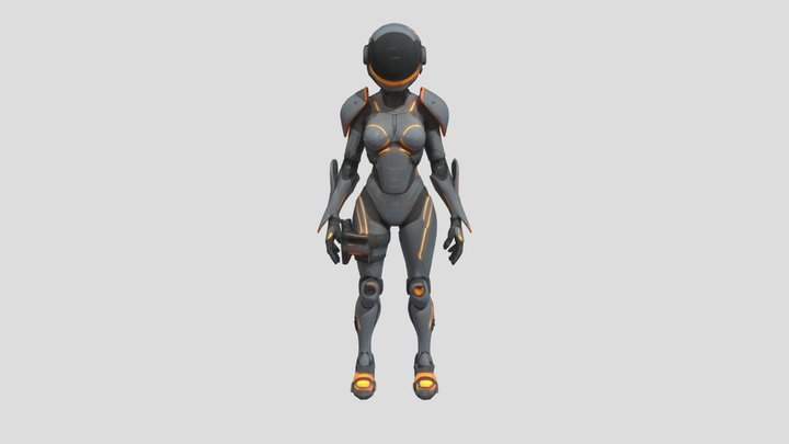 Sci-Fi Female Cyborg Warrior 3D Model