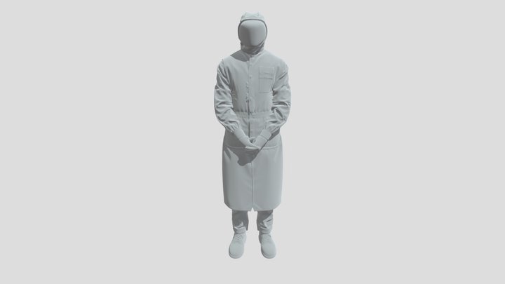 White cleanroom protective suit 3D Model