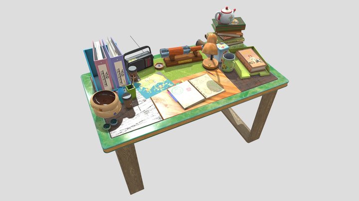 Traveler's desk (lowpoly) 3D Model