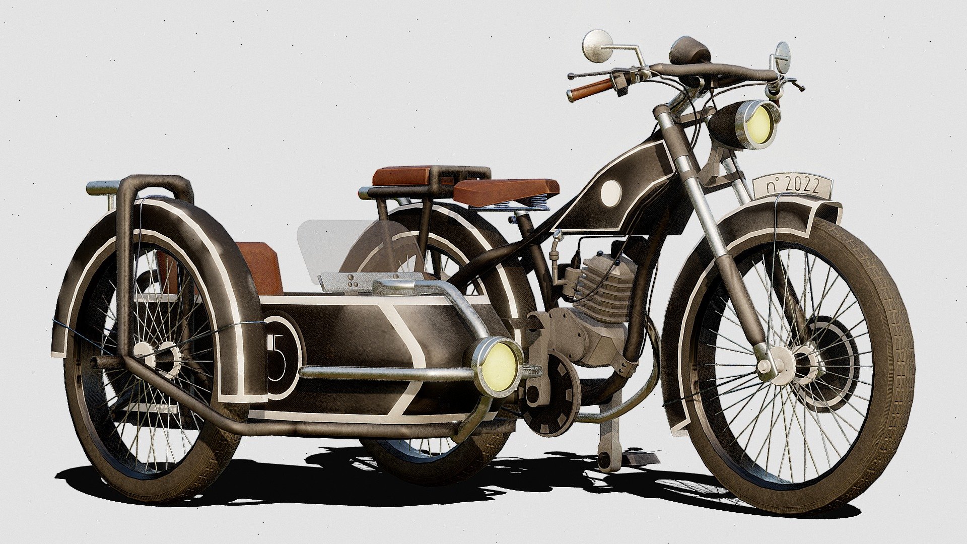 Morellete Retro Bike 80cc Sidecar Buy Royalty Free 3d Model By