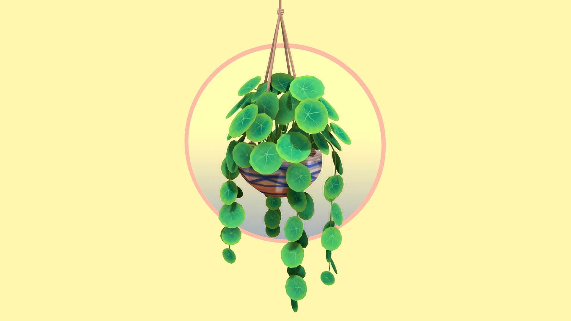 3D model Round Leaf Hanging Houseplant - This is a 3D model of the Round Leaf Hanging Houseplant. The 3D model is about a colorful stringed necklace.