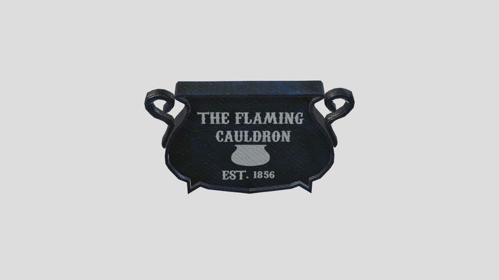 Flaming Cauldron Sign 3D Model