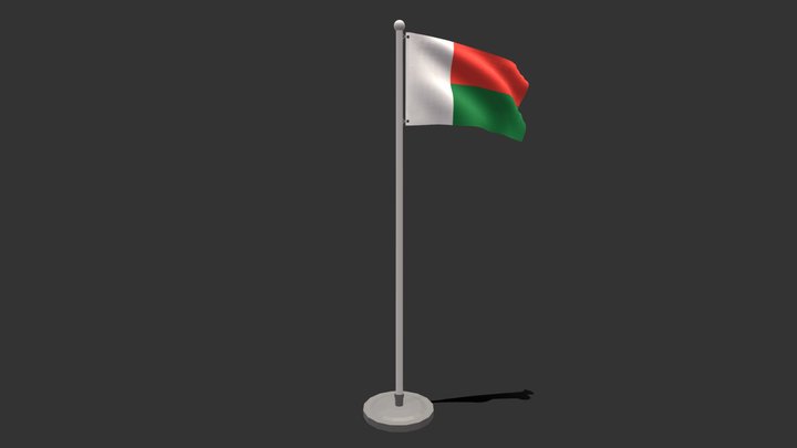 Low Poly Seamless Animated Madagascar Flag 3D Model