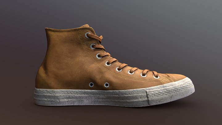 High top leather sneaker (de-branded) 3D Model