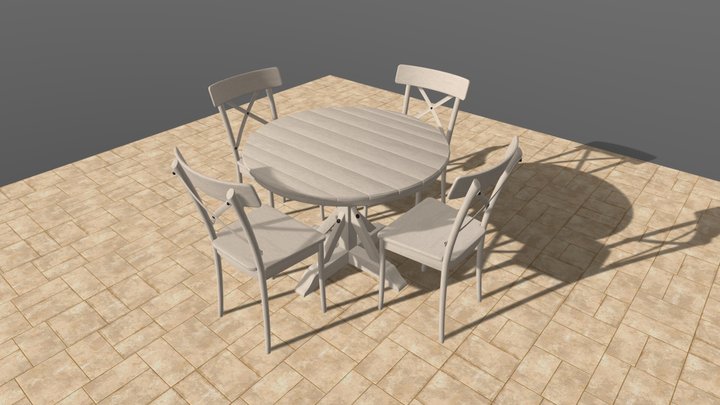 42-inch Diameter Circular Table Nook Set 3D Model
