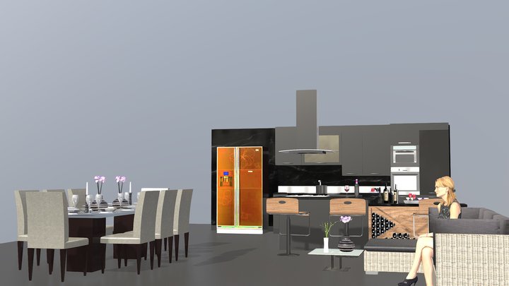 Kitchen Living design By @homefurni 3D Model