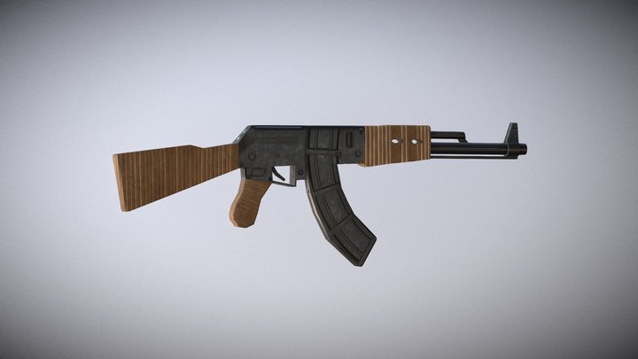 Low Poly AK 47 3D Model