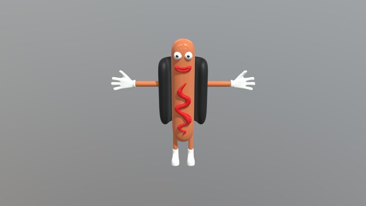 Hotdog character 3D Model
