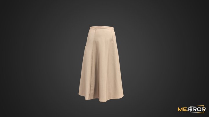 [Game-Ready] Beige Long Flare Skirt 3D Model