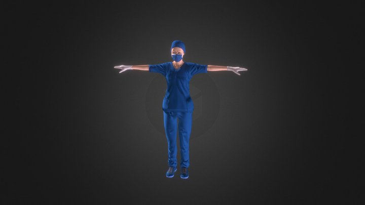 Nurse Surgical Rigged 3D Model